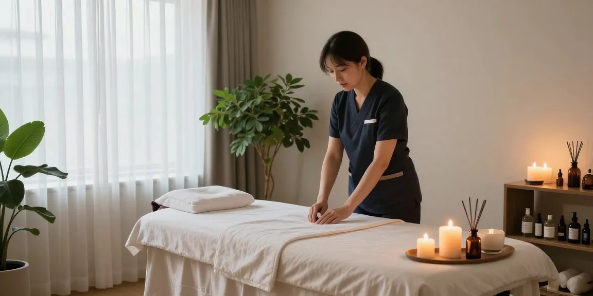 Relaxing wellness spa scene depicting 서울출장마사지 with tranquil atmosphere and professional setup.