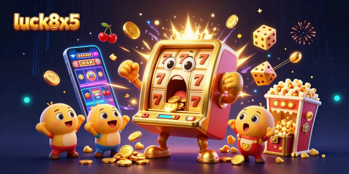 Experience luck8x5 with an energetic scene of jackpot excitement and vibrant 3D graphics.