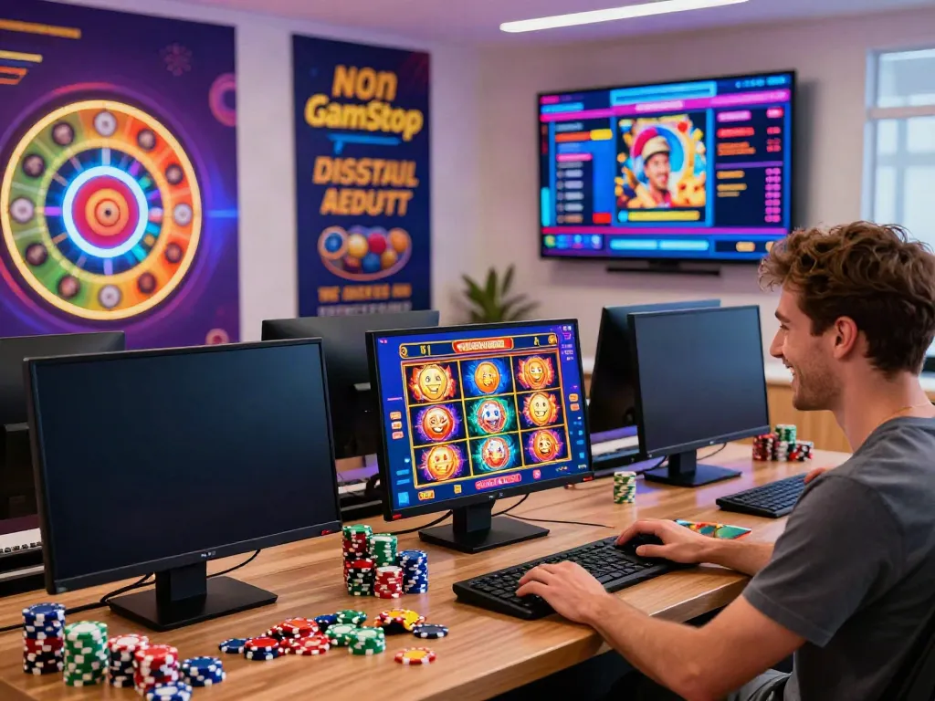 Player enjoying games at online casino not on gamstop with vibrant graphics.