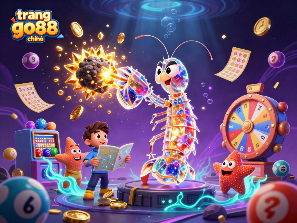 Experience excitement on trang go88 chính with a vibrant 3D illustration of galactic characters and gaming elements.
