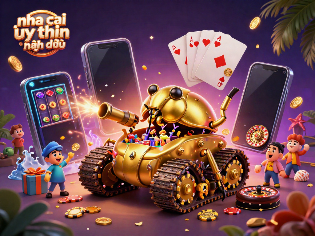 Experience fun with nha cai uy tin hàng đầu through a vibrant casino-themed 3D illustration.