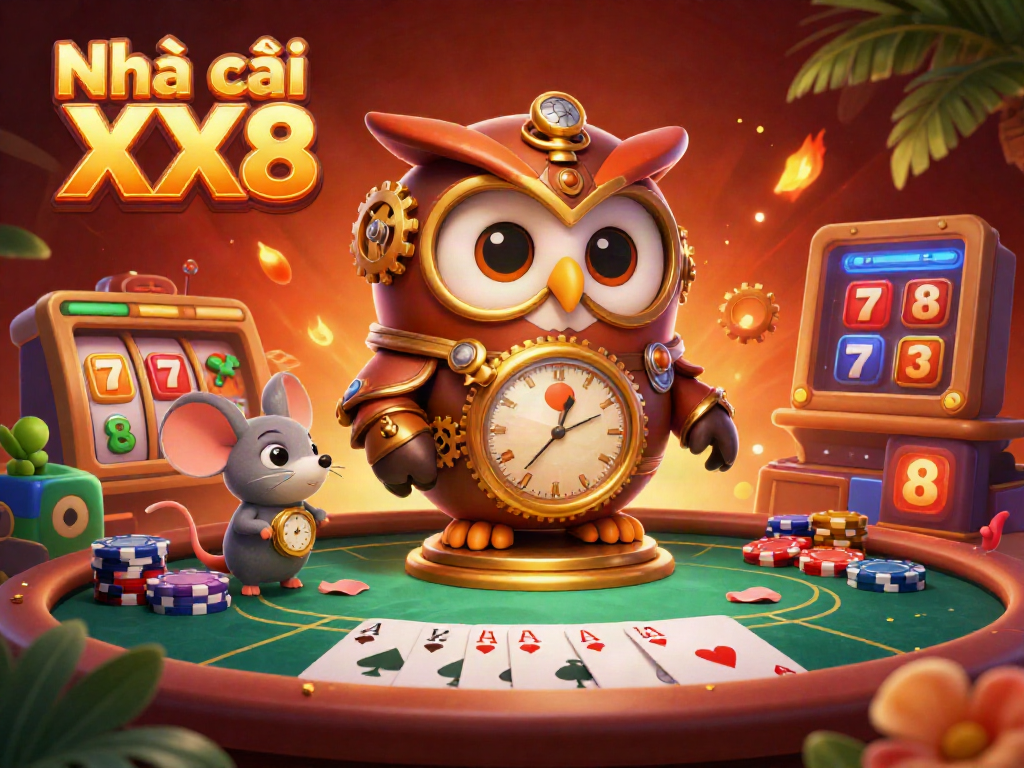 Engage with Nhà cái XX8 in a vibrant 3D casino universe, featuring dynamic gaming elements and colorful characters.