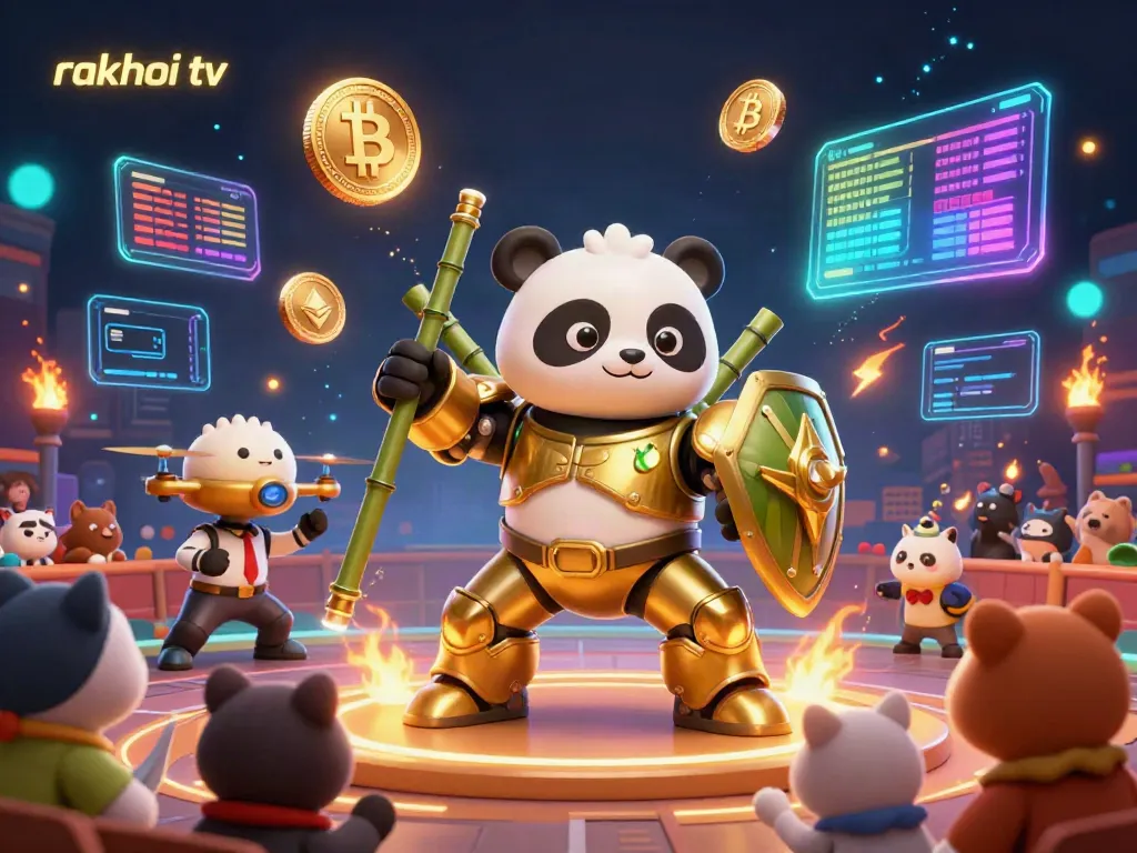 Experience thrilling sports betting action with Rakhoi TV in a vibrant arena filled with energetic characters.
