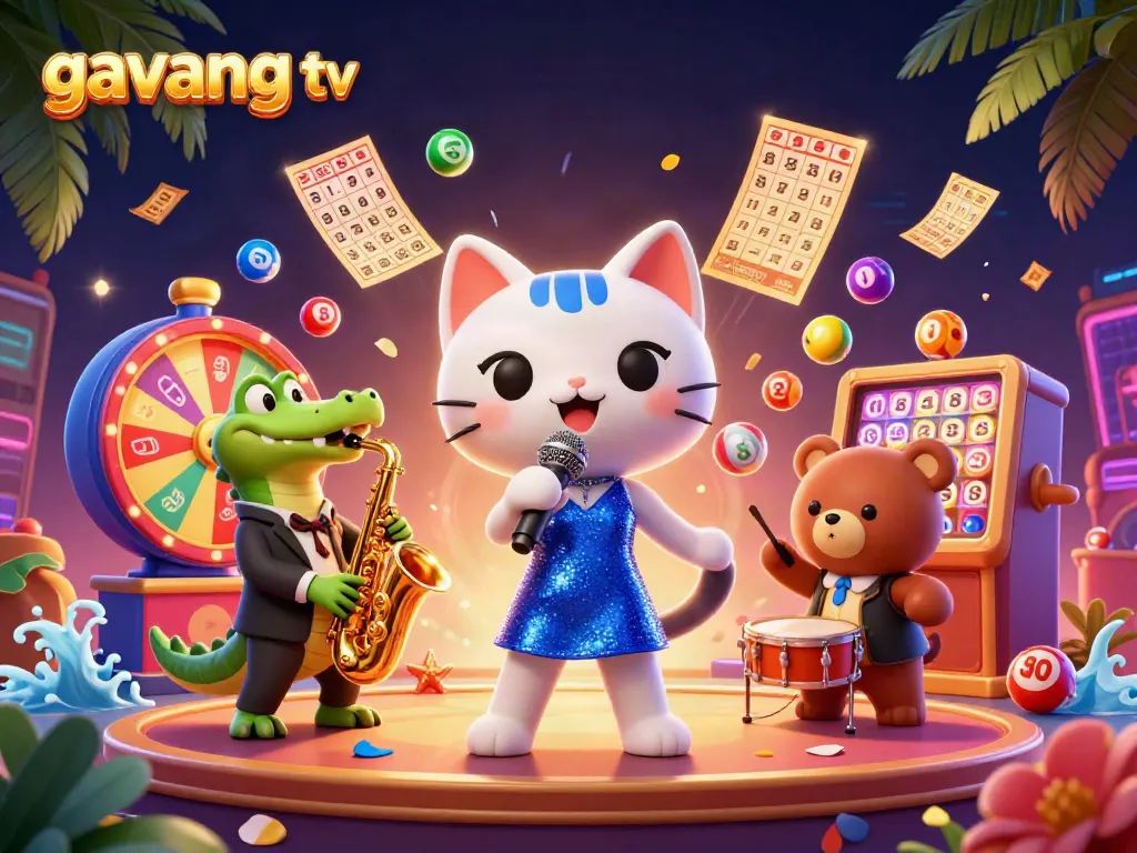 Experience nonstop action with gavang tv's vibrant 3D digital casino illustration featuring lively characters.
