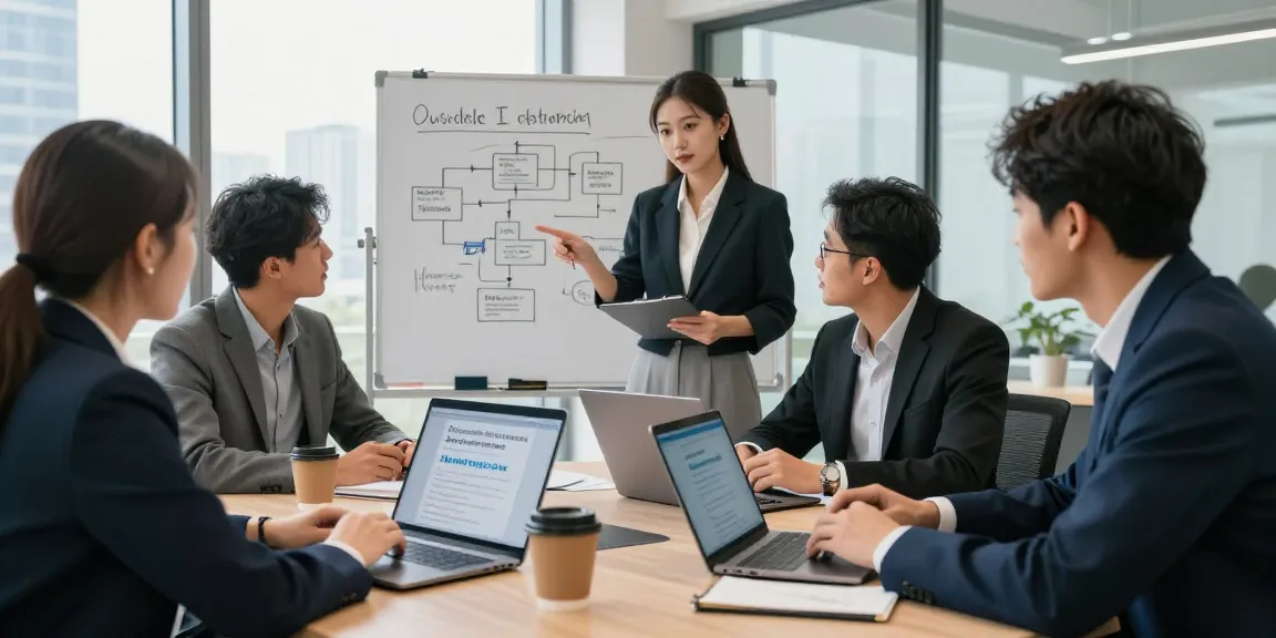 Collaborative team discussing cheap business mobile deals in a modern office.