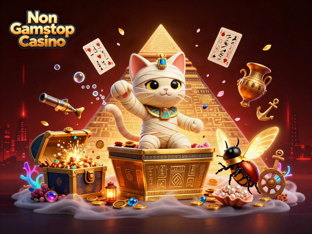 Engage in thrilling entertainment at Non Gamstop Casino featuring a vibrant 3D Egyptian mummy scene.