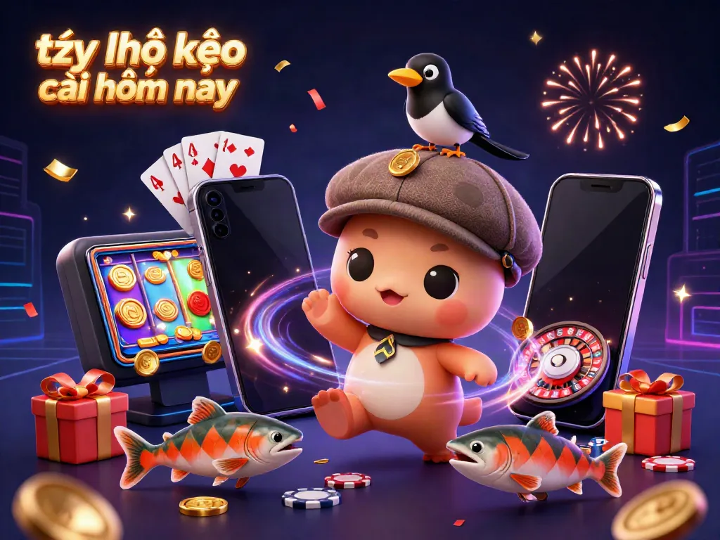 Engaging scene illustrating tỷ lệ kèo nhà cái hôm nay with lively characters and casino gaming elements.