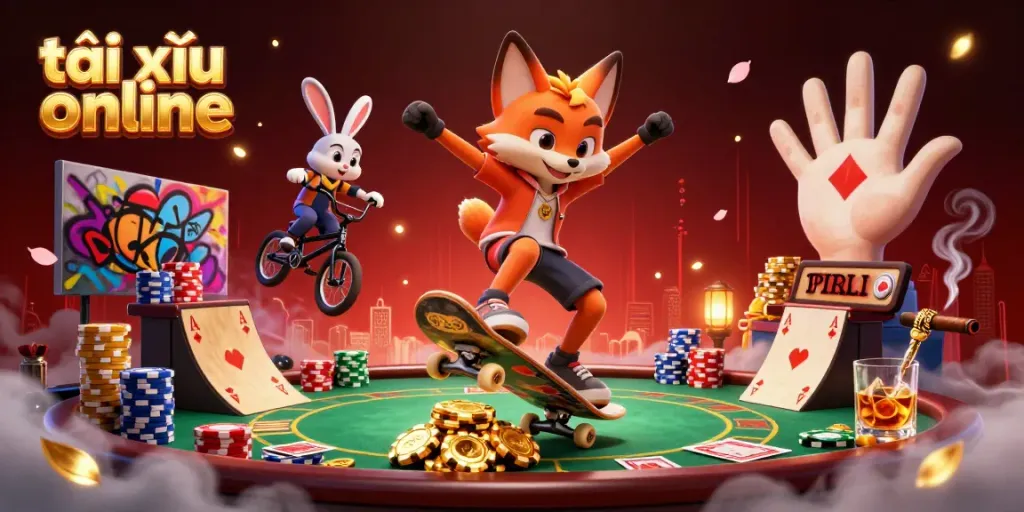 Experience the excitement of tài xỉu online with dynamic characters and vibrant casino elements.