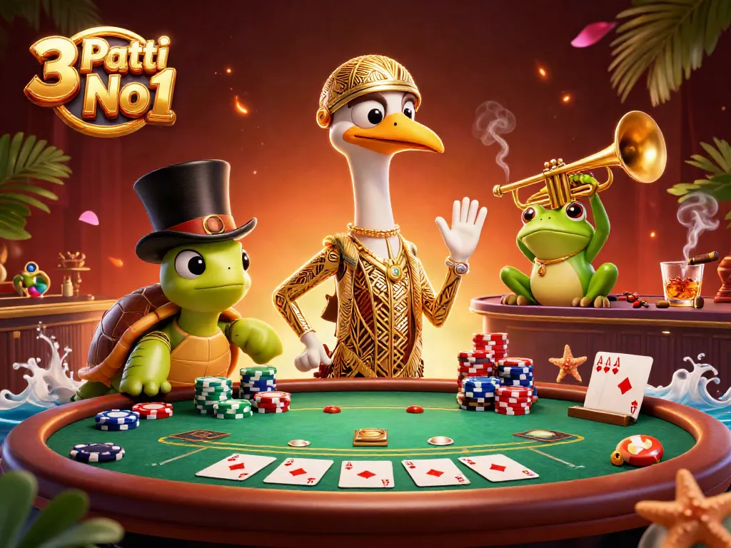 Experience the excitement of 3 Patti No1 with vibrant characters at a lively poker table.