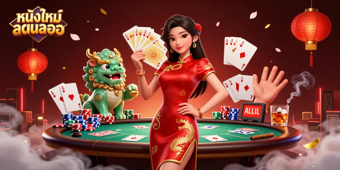 Experience the excitement of หนังใหม่ชนโรง with a vibrant scene depicting gambling action and character interactions.