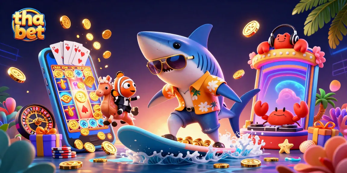 Experience thrilling wins at tha bet with colorful slots and vivid casino elements in an engaging scene.