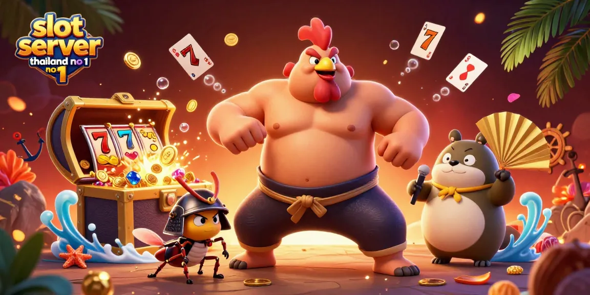 Engage with the dynamic scene of slot server thailand no 1 featuring a powerful rooster sumo and a fierce samurai cricket.