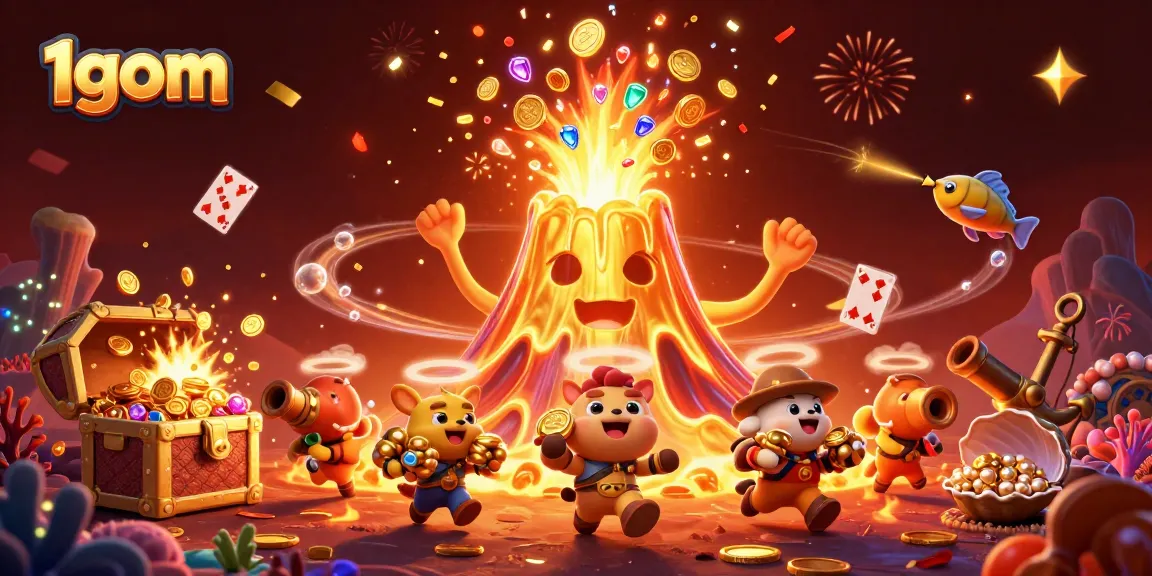 Experience thrilling moments at 1gom with lively golden volcano, adventure-filled gaming treasures.