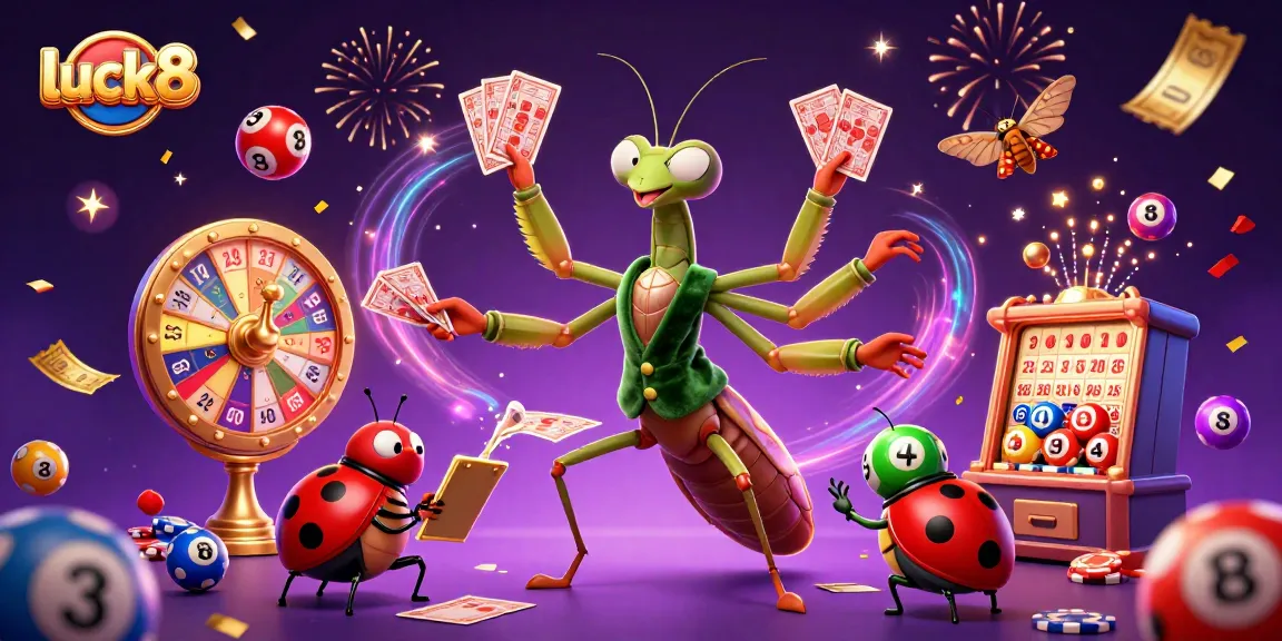 Experience luck8 gameplay excitement with vibrant illustrations of casino elements and animated characters.