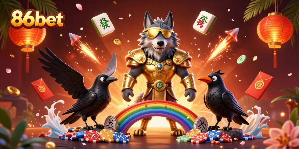 Engage with thrilling 86bet gaming action alongside illuminated Norse mythological characters in a casino-themed setting.