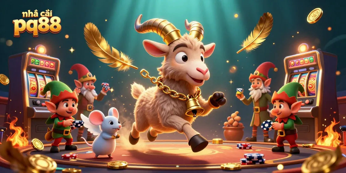 Engage with nhà cái pq88 in a vibrant 3D casino scene featuring lively characters and dynamic gaming elements.