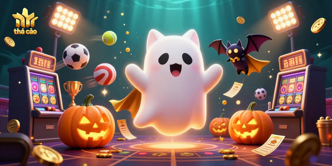 Engage with kèo nhà cái in an animated casino adventure featuring a ghost cat, sports elements, and vibrant visuals.