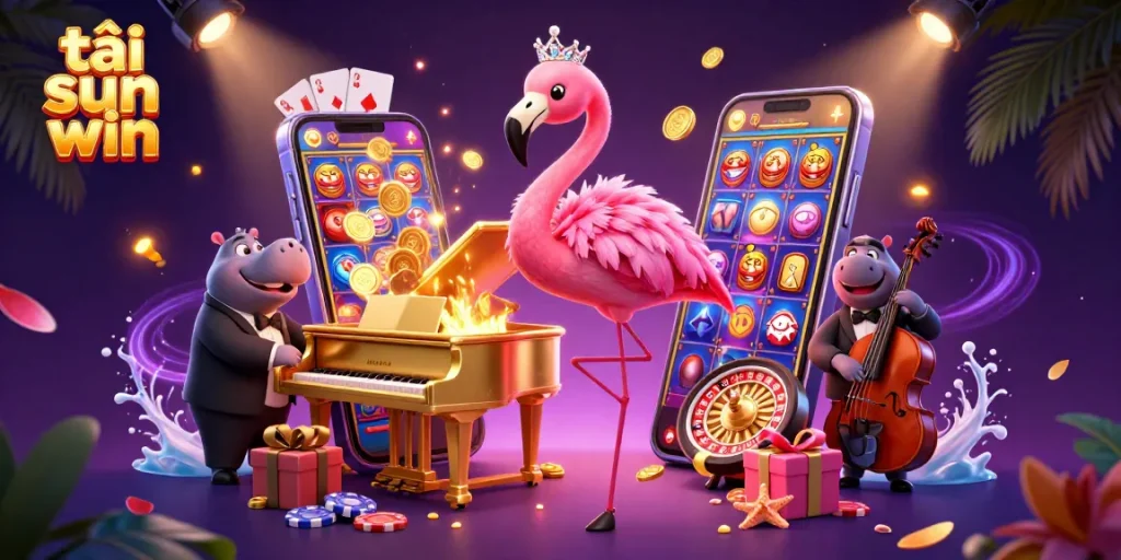 Play exciting slots and win big with tải sun win at this vibrant casino illustration.