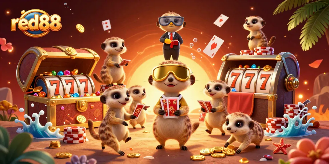 Experience thrilling wins at red88 with a vibrant meerkat casino scene packed with action.