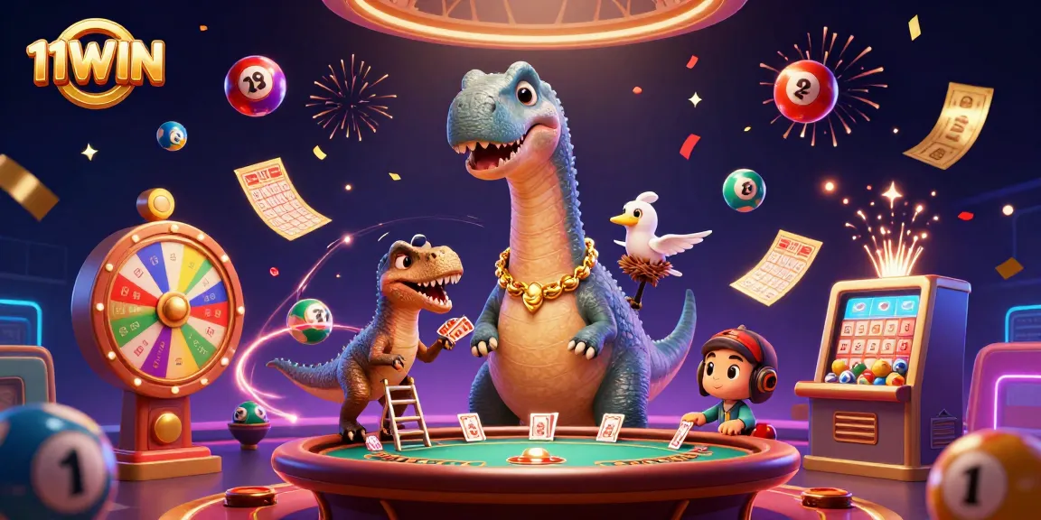 Win big at 11WIN with thrilling casino games and colorful lottery excitement in an engaging scene.