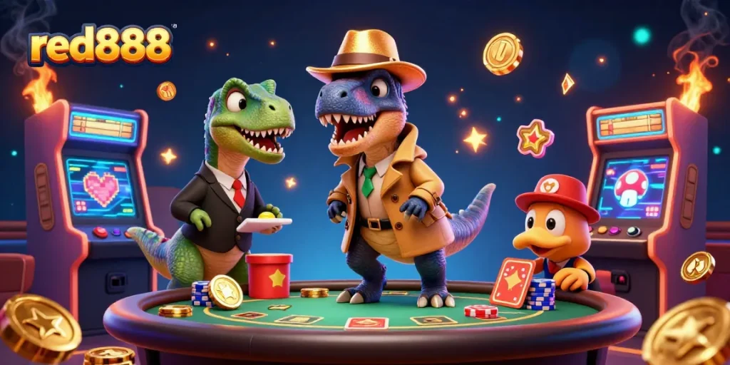 Experience the thrill of red888 with a velociraptor card counter at an exciting blackjack table!