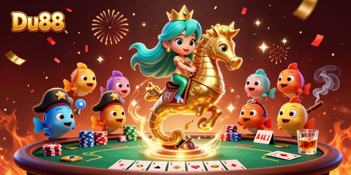 Experience the excitement of Du88 with a magical mermaid and poker scene, showcasing vibrant casino elements.