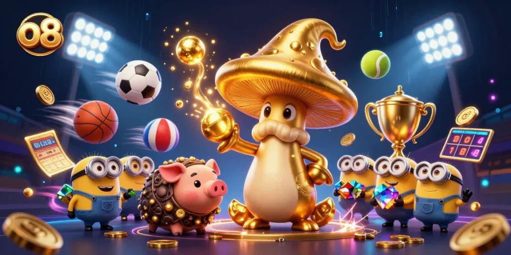Bet on your favorite sports with o8's vibrant casino experience featuring magical characters and dynamic elements.