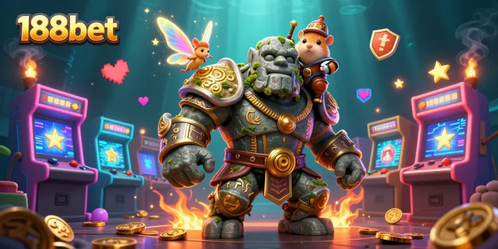 Gamblers enjoy exciting gameplay at 188bet with vibrant characters and casino elements.