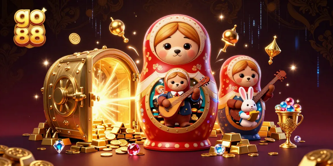 Engage in thrilling gameplay at go 88 with dynamic casino characters surrounded by treasures.