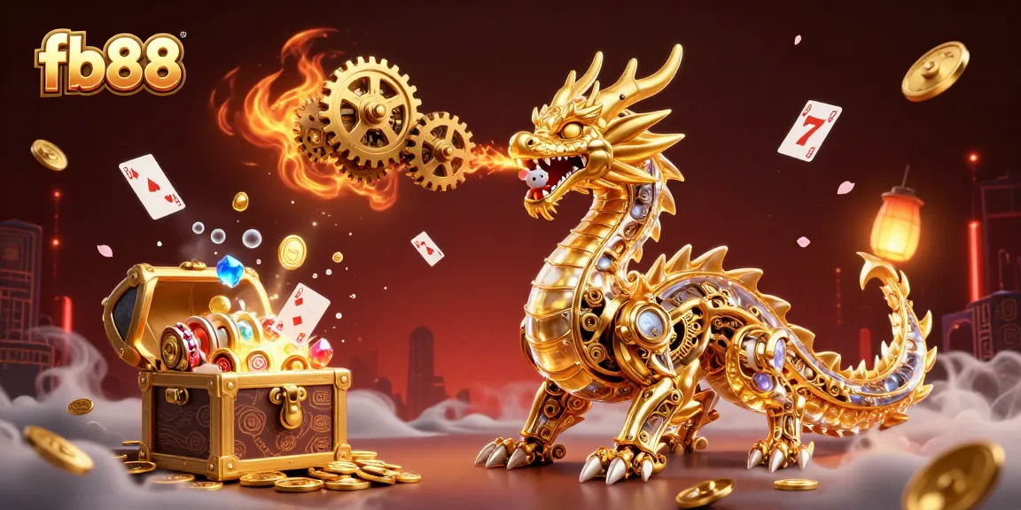 Place bets at fb88 while witnessing an epic golden dragon scene loaded with gaming elements.