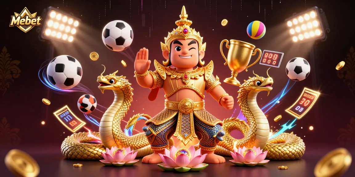 Mebet engages players with vibrant action in sports betting, featuring a dynamic guardian and energetic elements.