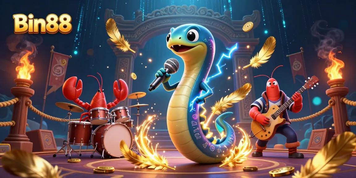 Engage with Bin88's vibrant underwater casino scene featuring an electric eel DJ, lobster drummer, and seahorse guitarist.